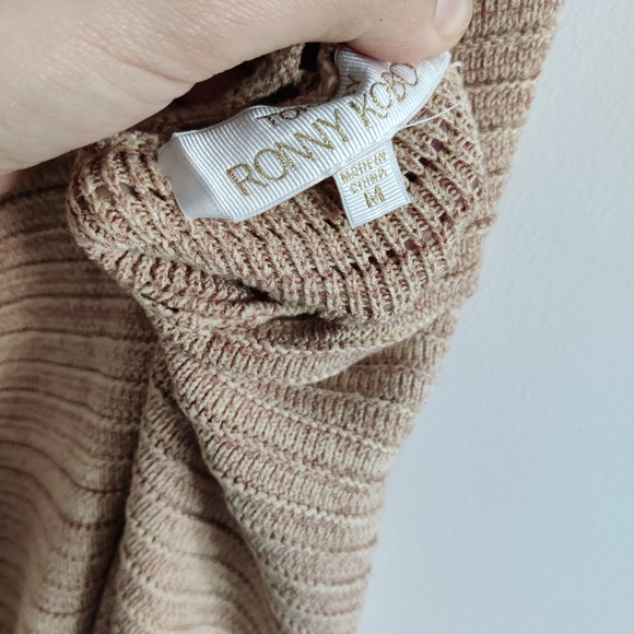 Ronny Kobo Sz Medium Cream Crochet Knit Sleeveless V-Neck Midi Dress open knit - Picture 8 of 8